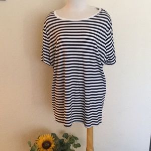 Ava and Vic Dark Navy Striped Top 24/26W